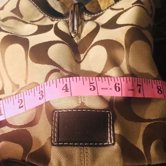 Coach Large Brown & Tan Signature Logo Shoulder Bag - Picture 10 of 12